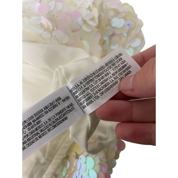 Zara Womens Mini Sequin Skirt Large L Ivory Pink Party Whimsical 3920/125 NWOT - Picture 6 of 13